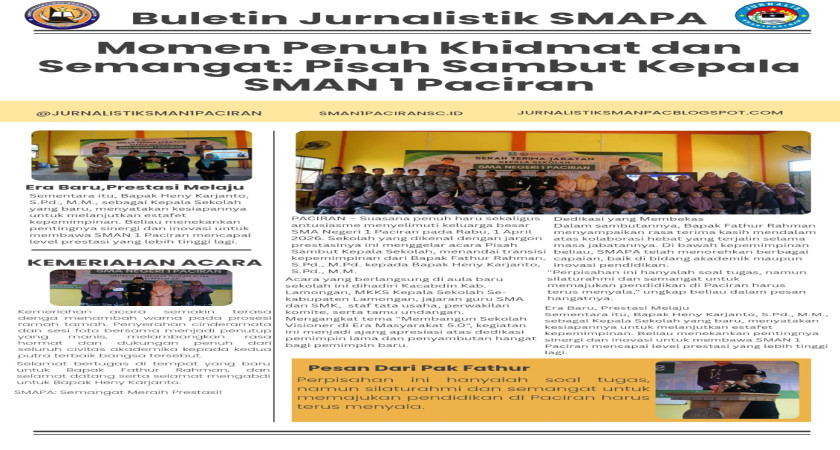 Momen Penuh khidmat dan Semangat : Pisah Sambut Kepala SMAN 1 Paciran